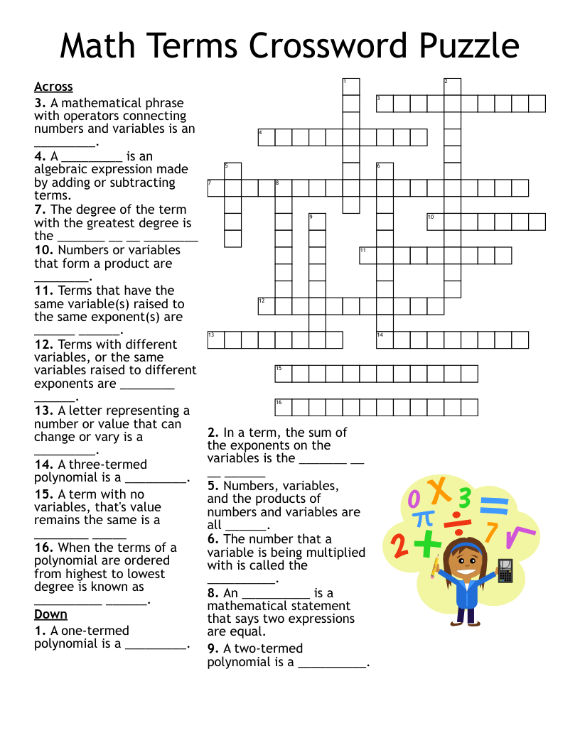 Math Terms Crossword Puzzle WordMint Math Terms Crossword Puzzle WordMint