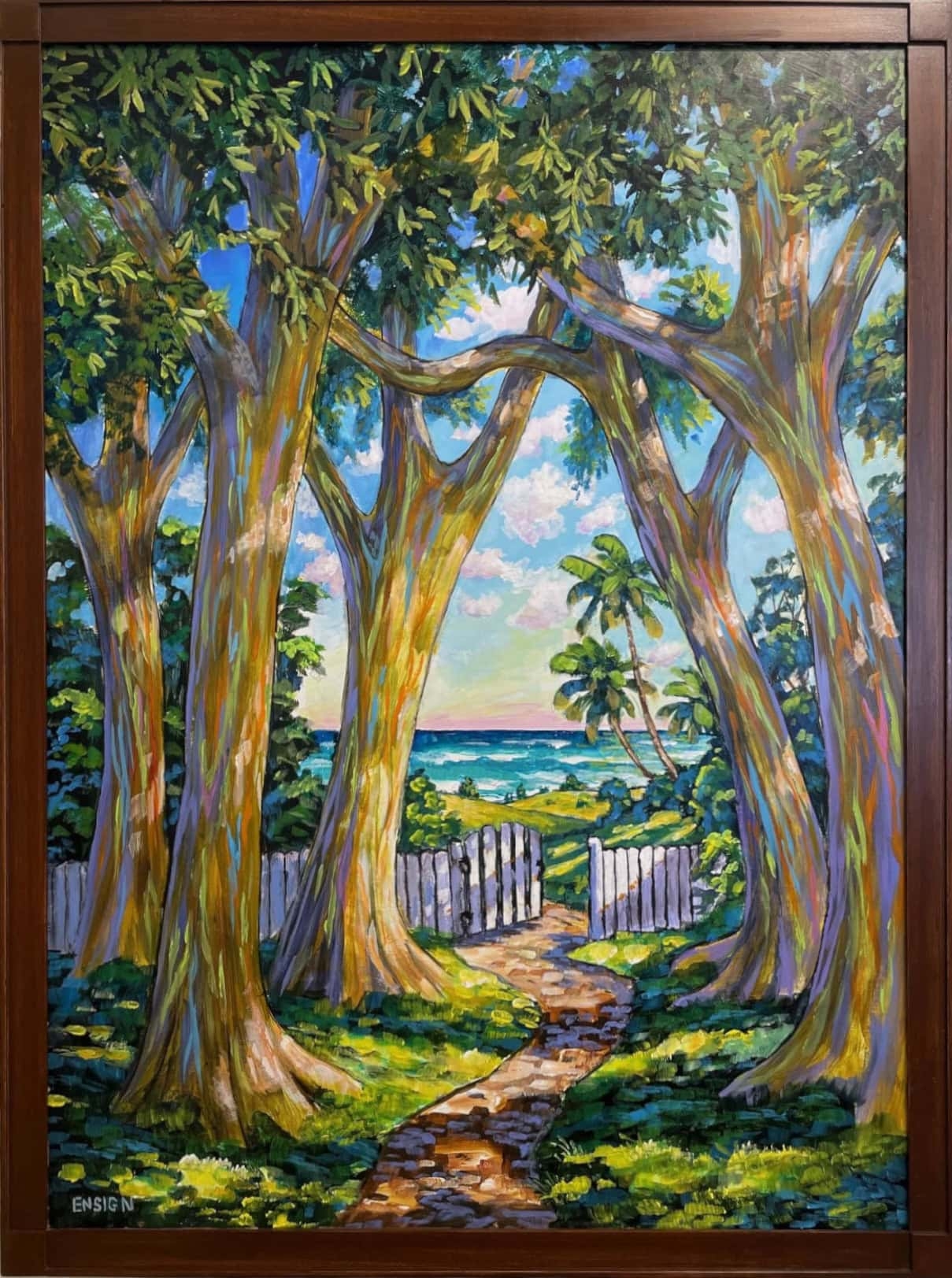 Maui Rainbow Trees Eucalyptus Hawaii Original Acrylic Painting Maui Hands