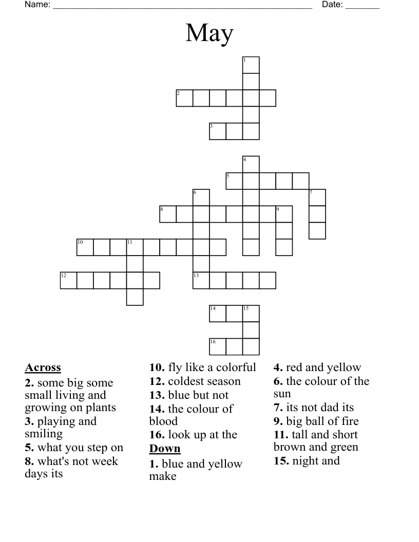 May Crossword WordMint May Crossword WordMint