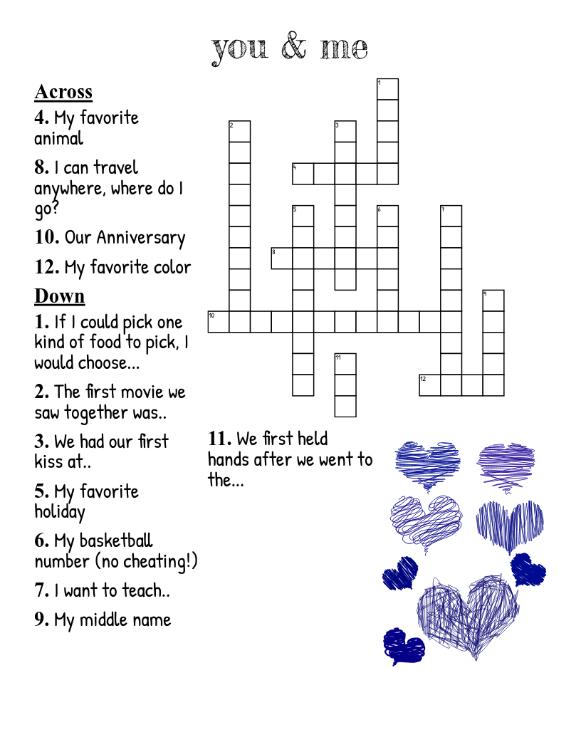 cute crossword puzzles for boyfriend cute crossword puzzles for boyfriend