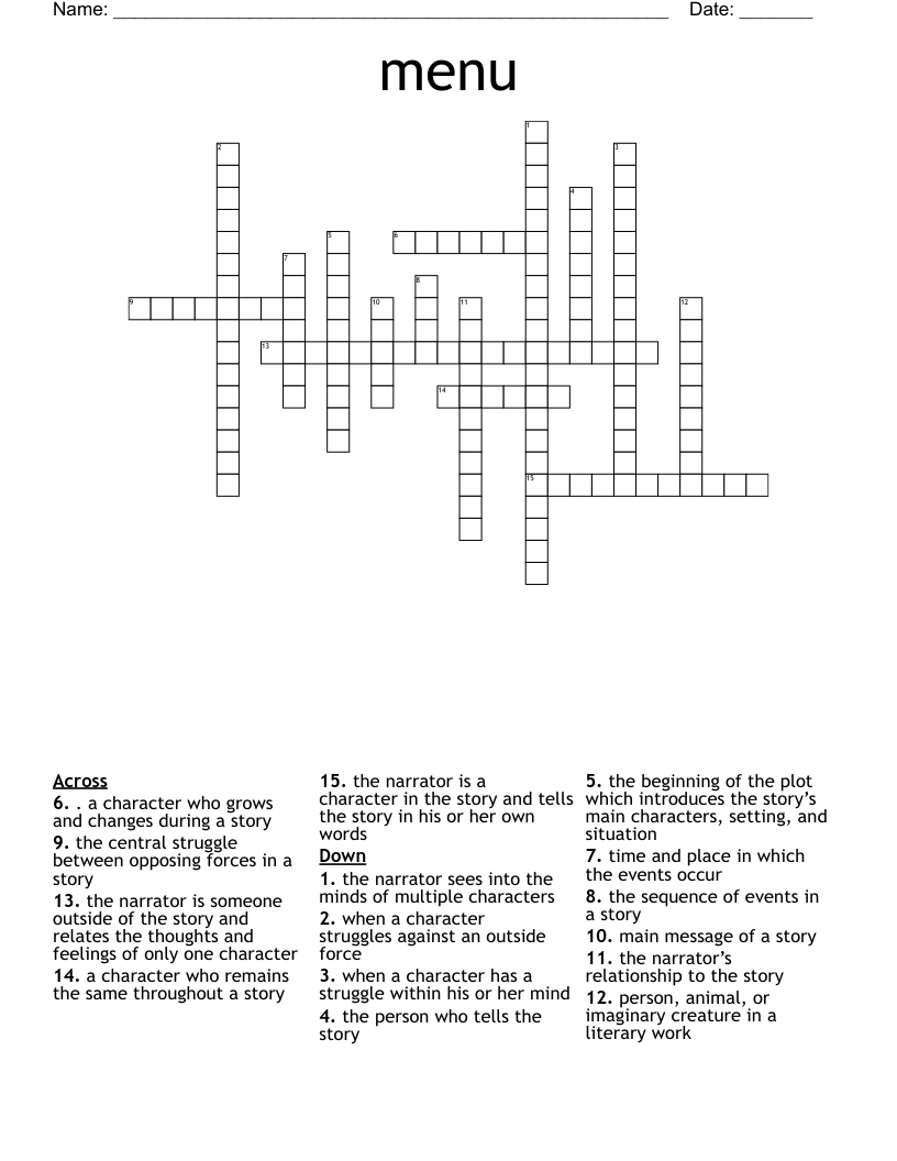 Menu Crossword WordMint
