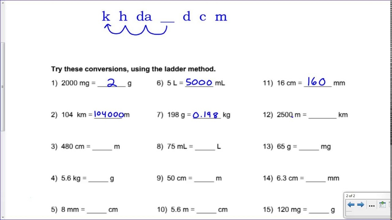 Metric Mania Conversion Practice Key YouTube