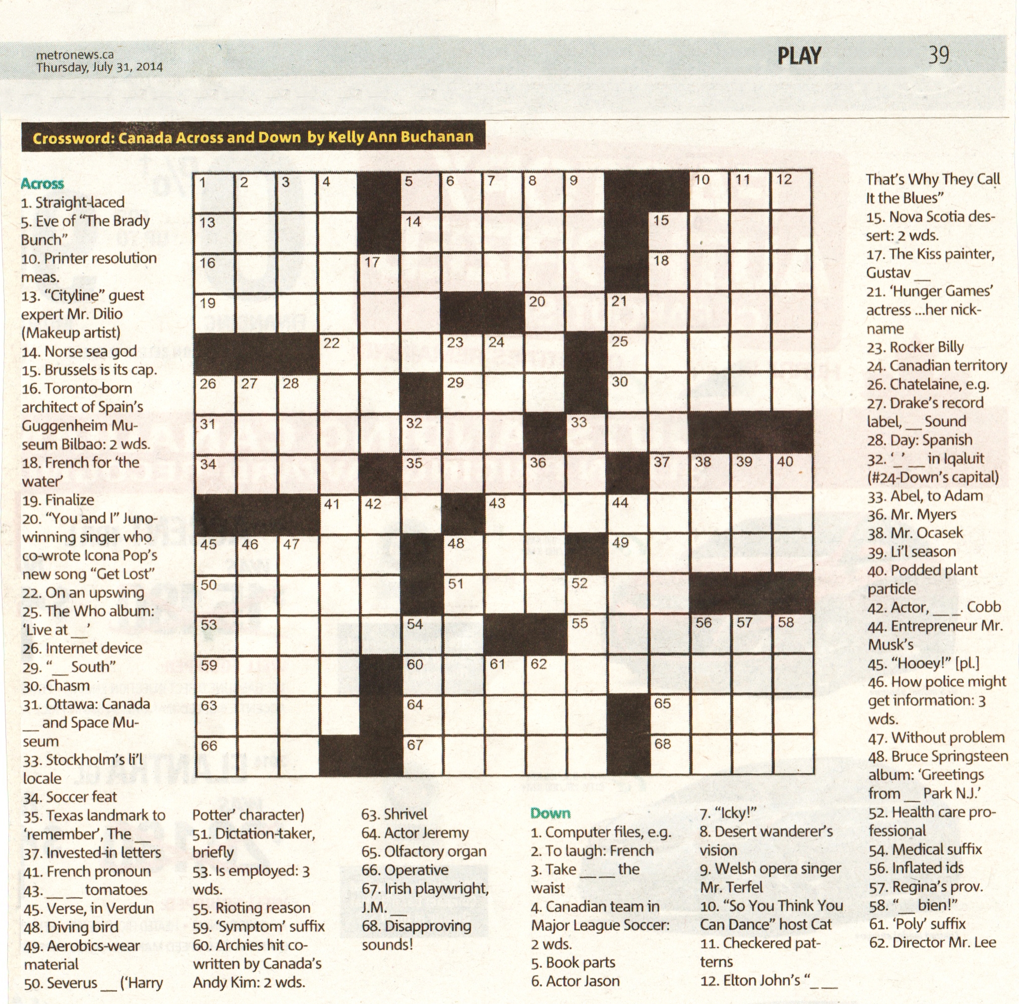 Metro News Crossword 13 Across Dino Dilio Dino Dilio Beauty Metro News Crossword 13 Across Dino Dilio Dino Dilio Beauty