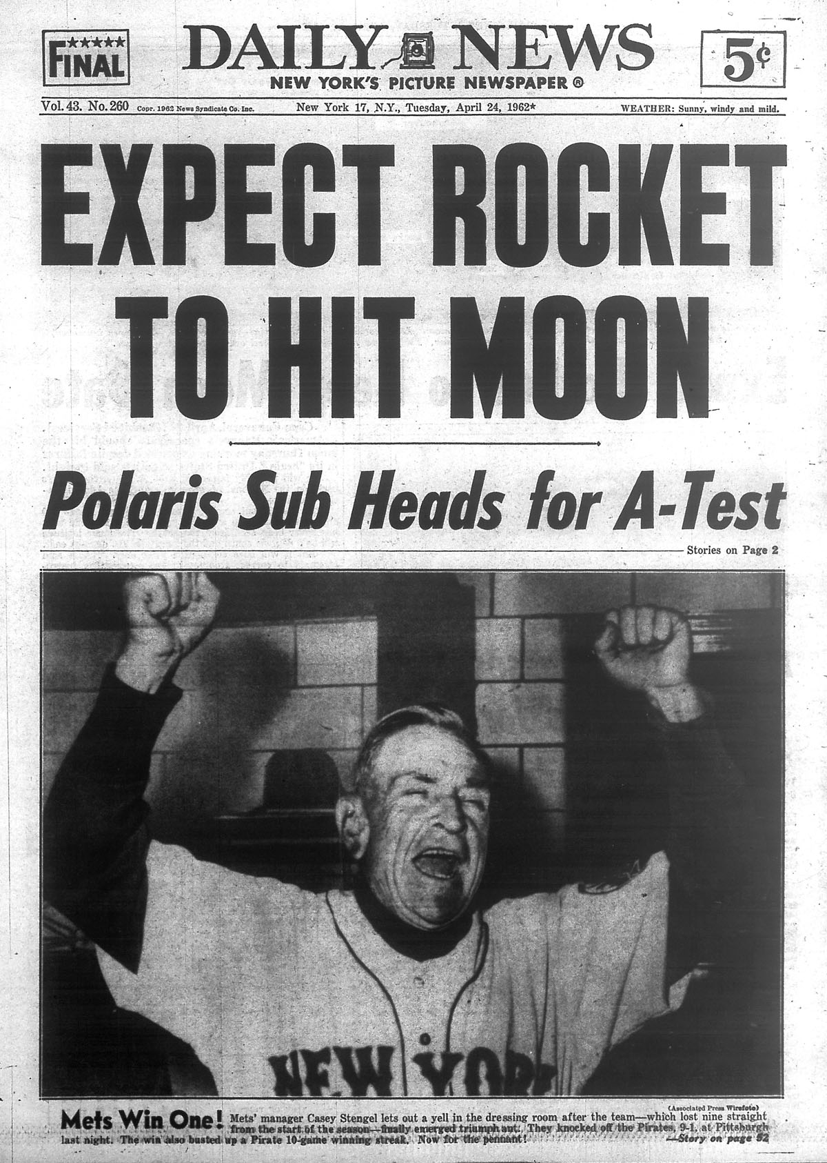 Mets Finally Win First One 9 1 Jay Hook Throws Five hitter To Beat Pirates For Franchise s First Win New York Daily News