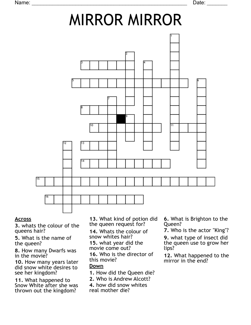 MIRROR MIRROR Crossword WordMint