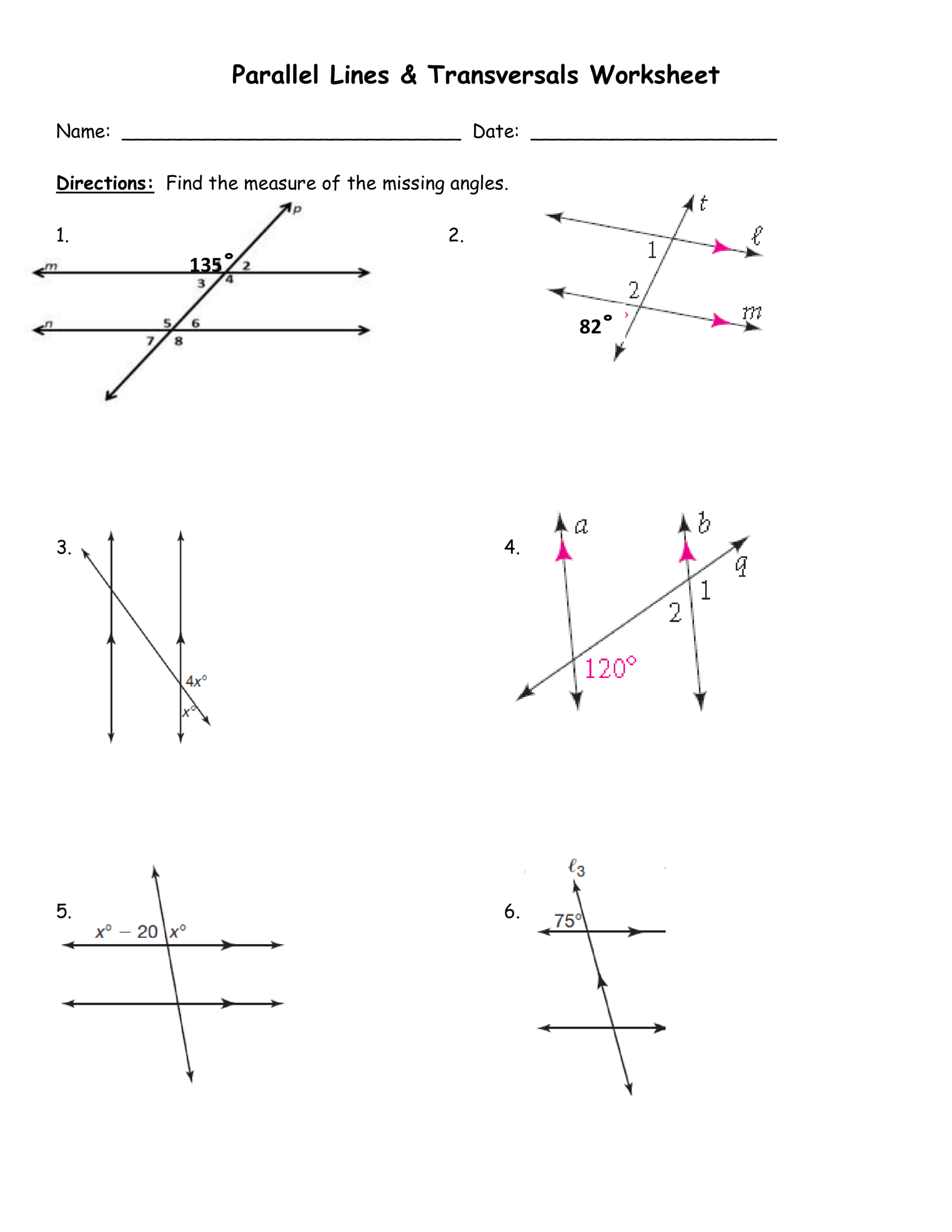 parallel lines and transversals worksheet parallel lines and transversals worksheet