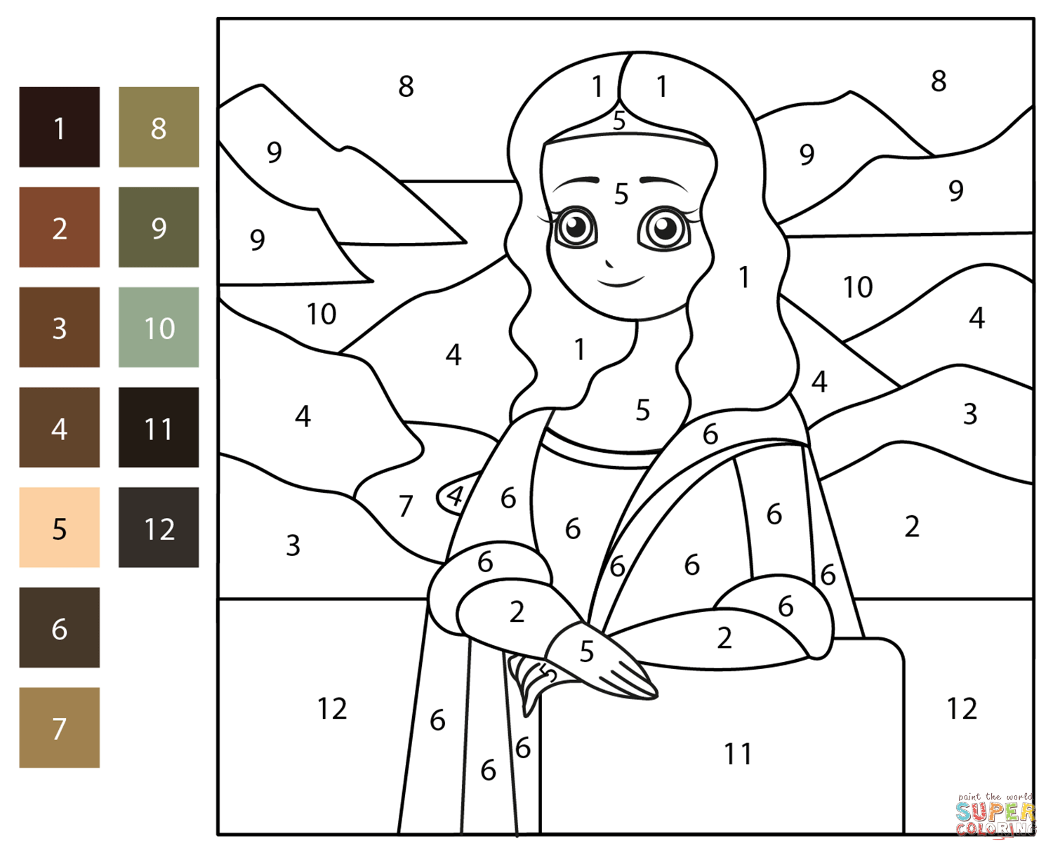 Mona Lisa Color By Number Coloring Page Free Printable