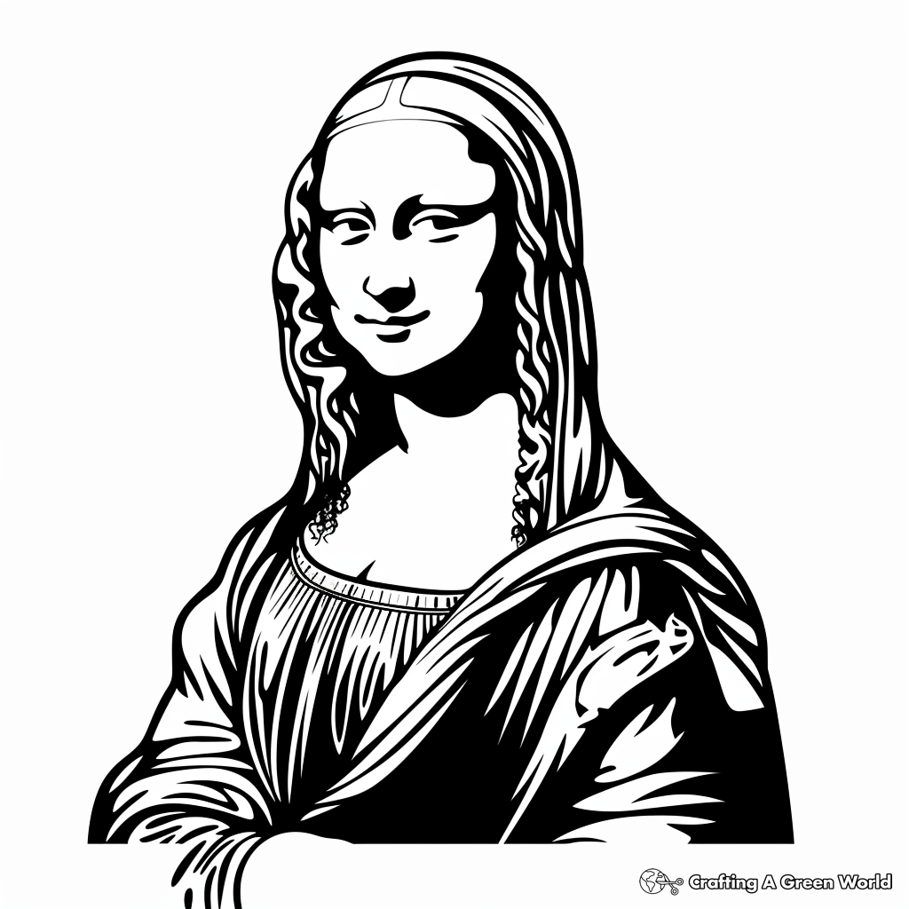 mona lisa coloring book page