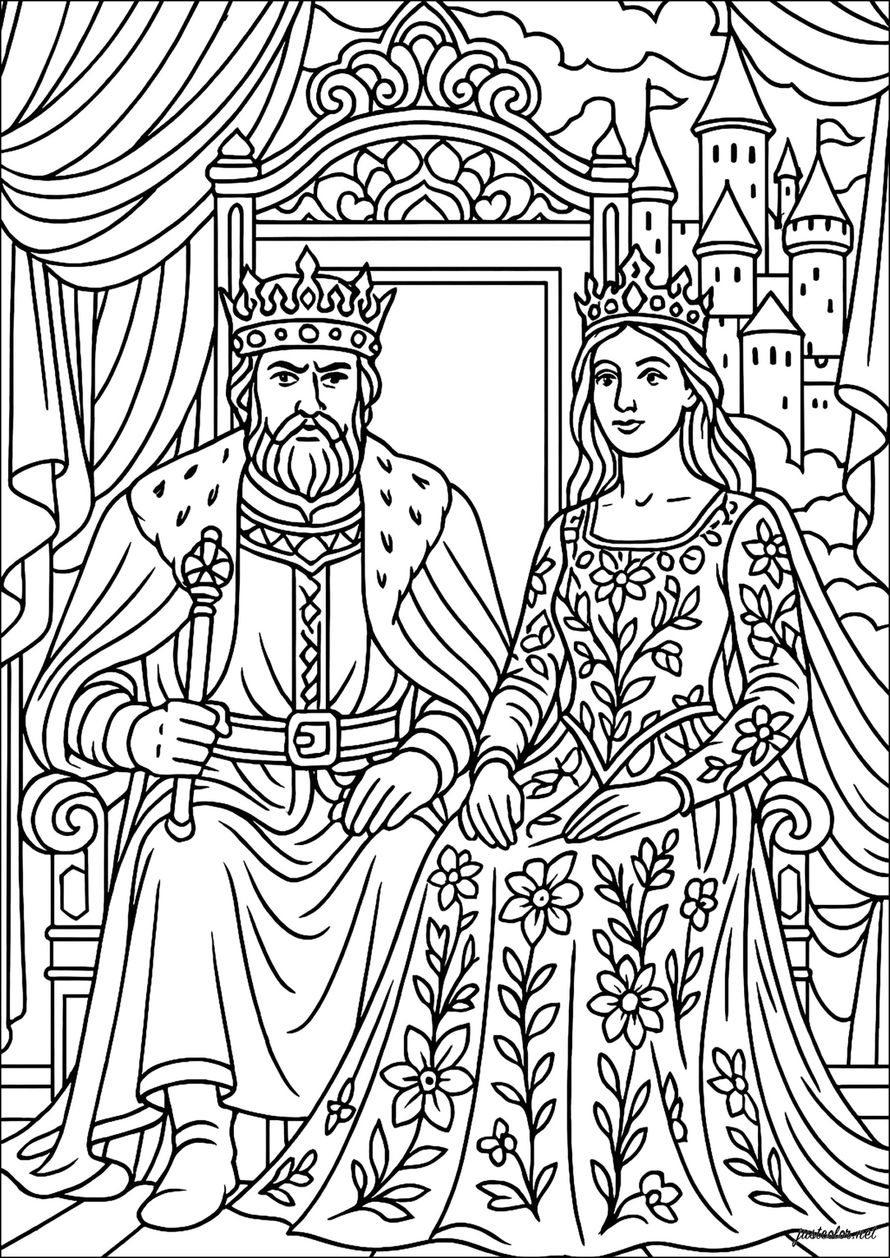 Monarchs On The Throne Royal Coloring Pages For Adults Monarchs On The Throne Royal Coloring Pages For Adults