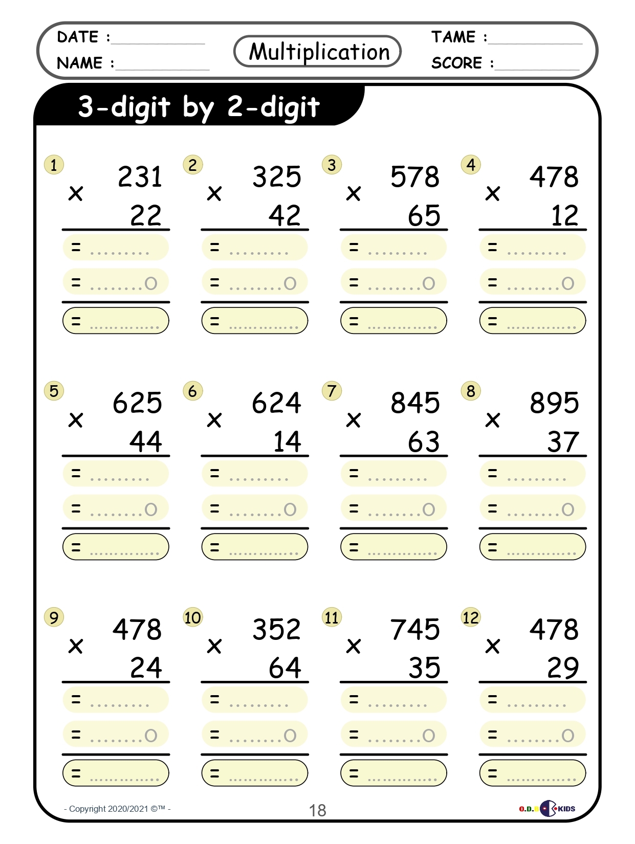 Multi Digit Multiplication Mastery Worksheets From 2 Digit To 4 Digit Operation Made By Teachers