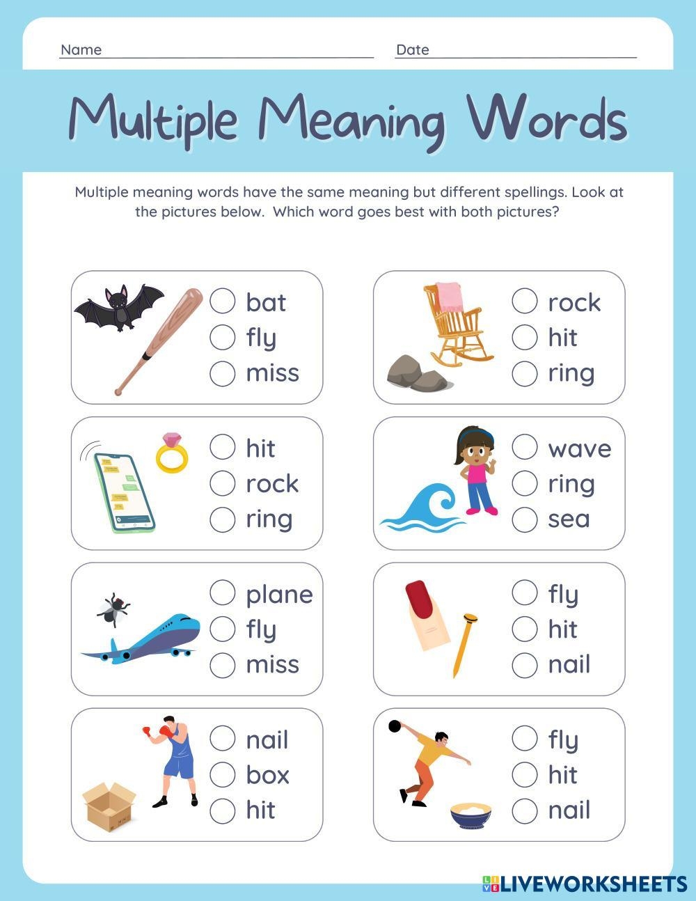 Multiple Meaning Words Worksheets Library Multiple Meaning Words Worksheets Library