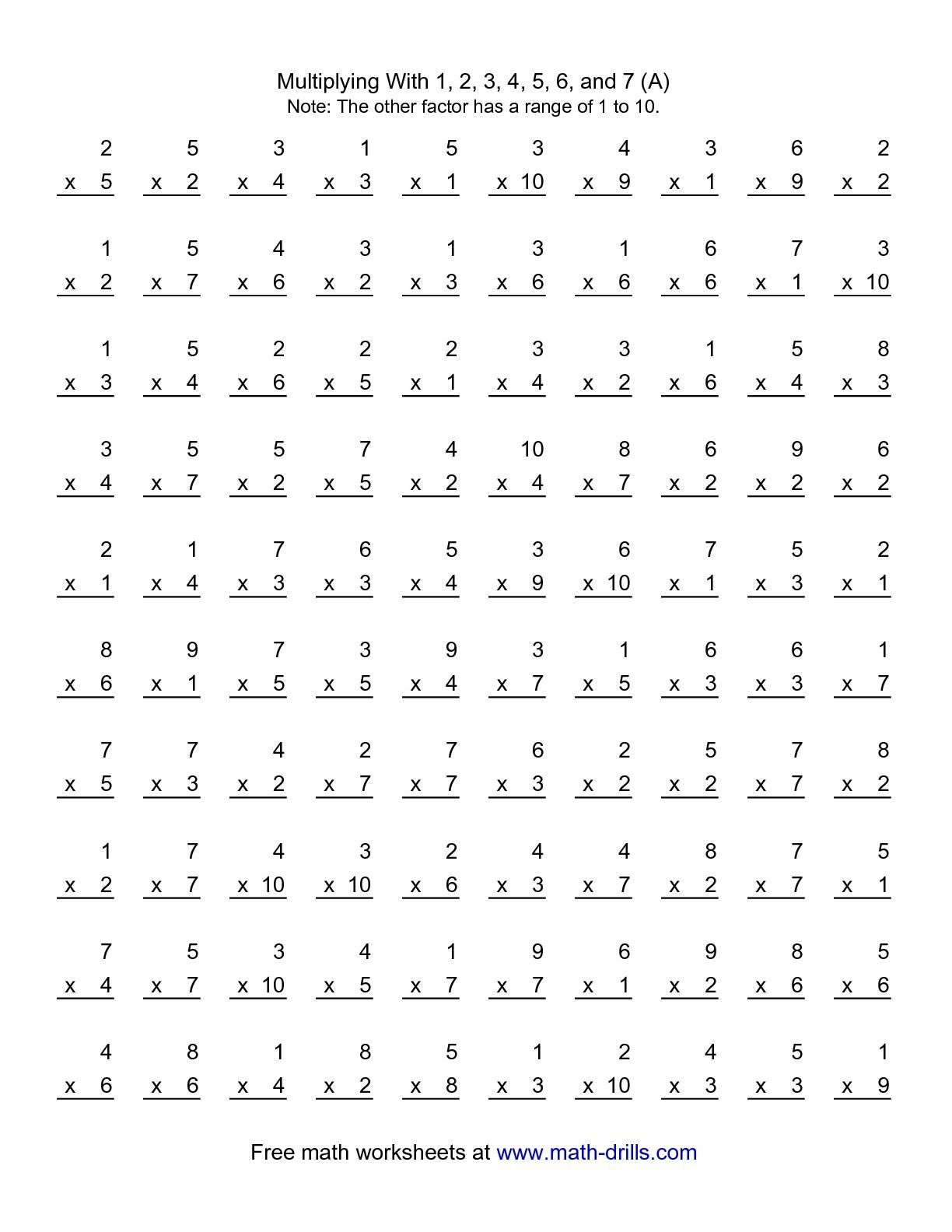 Multiplication 7 Worksheet Printable Web Multiplication Facts Multiplication 7 Worksheet Printable Web Multiplication Facts