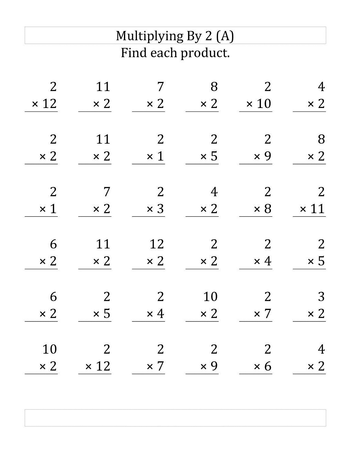 Multiplication By 2 Worksheet Free Printable Multiplication By 2 Worksheet Free Printable