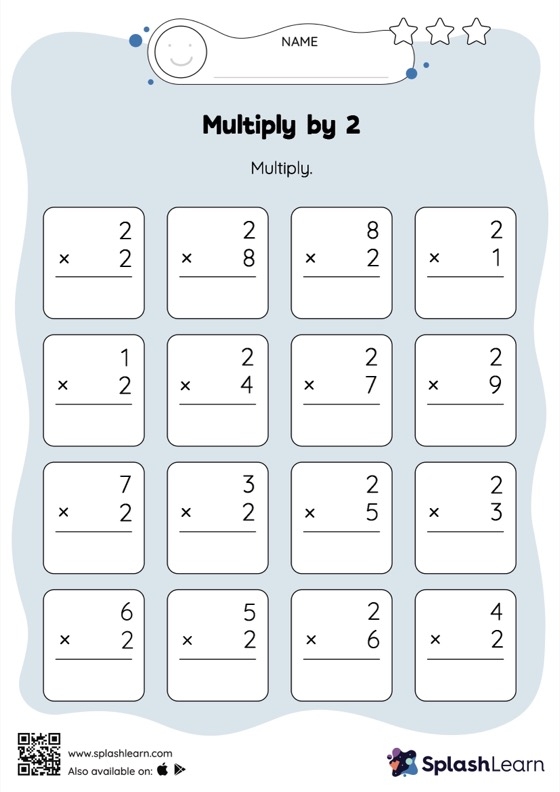 Multiply By 2 Vertical Multiplication Worksheet Multiply By 2 Vertical Multiplication Worksheet
