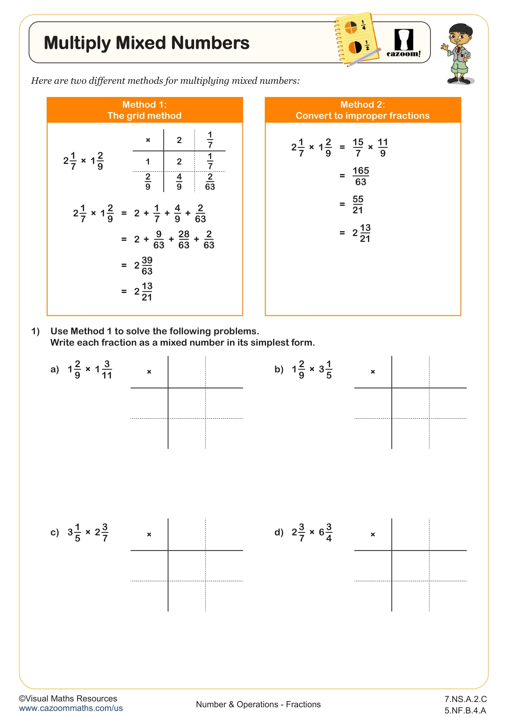 multiplying mixed fractions worksheet