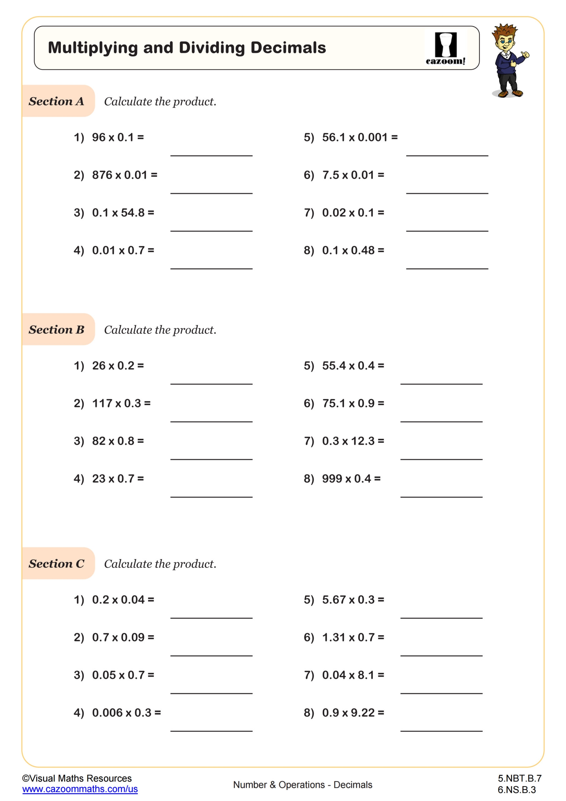dividing with decimals worksheets