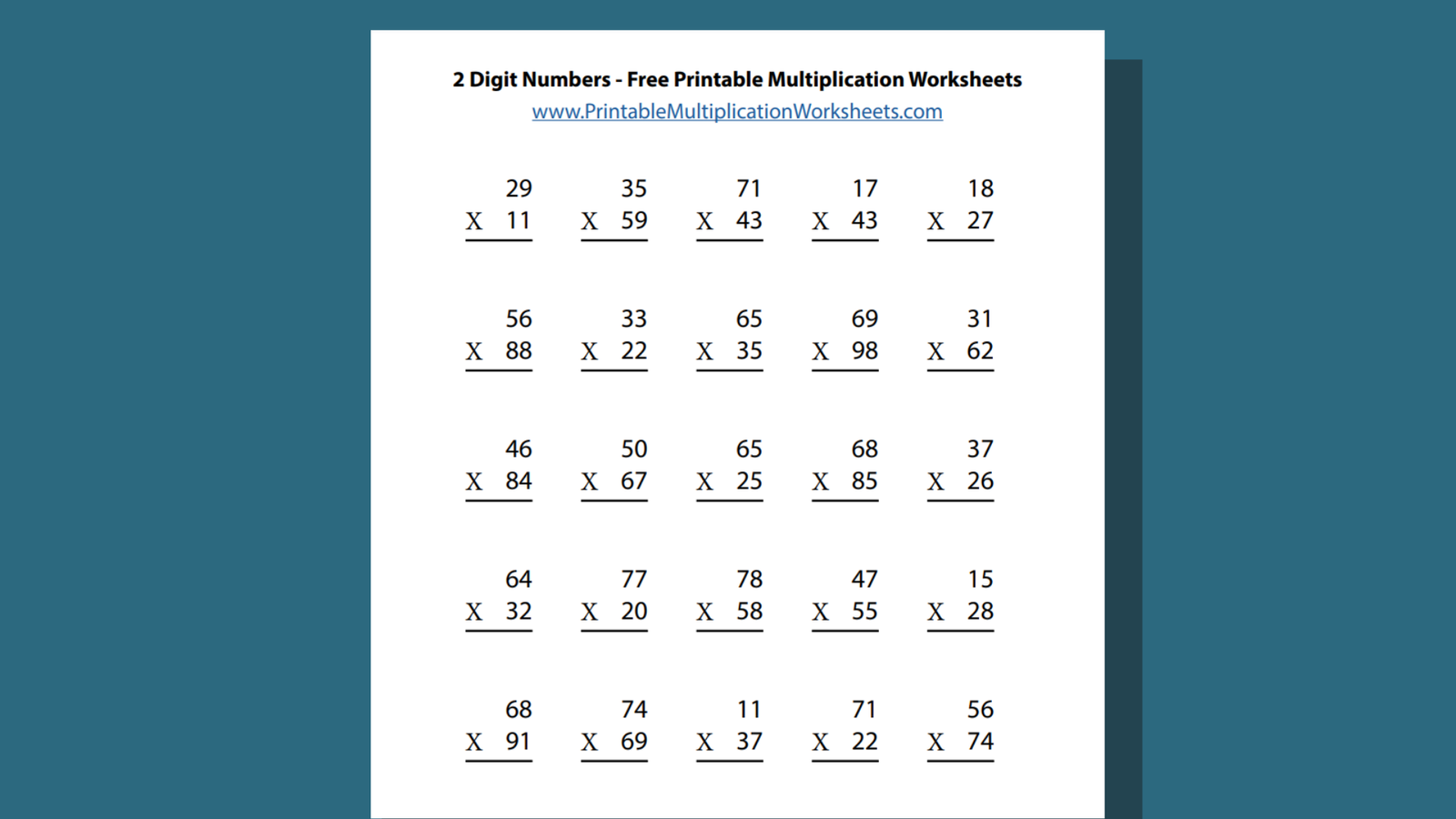 Multiplying With 2 Digit Numbers Printable Multiplication Worksheets Multiplying With 2 Digit Numbers Printable Multiplication Worksheets