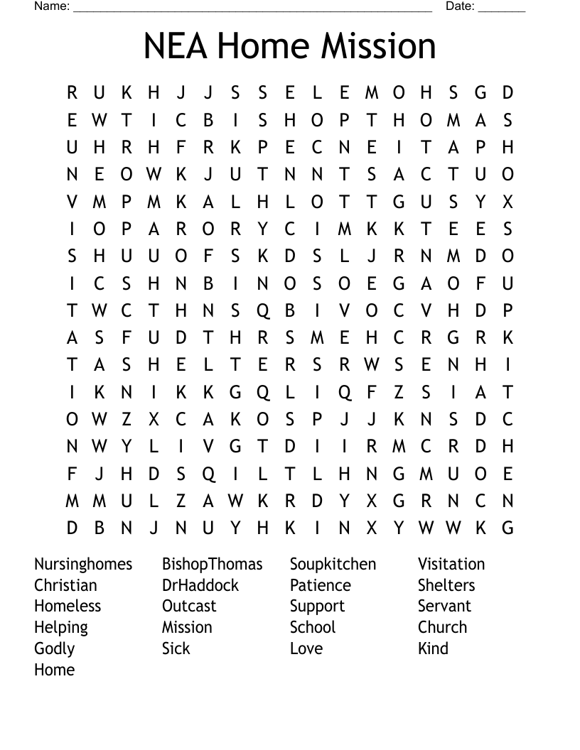 NEA Home Mission Word Search WordMint NEA Home Mission Word Search WordMint