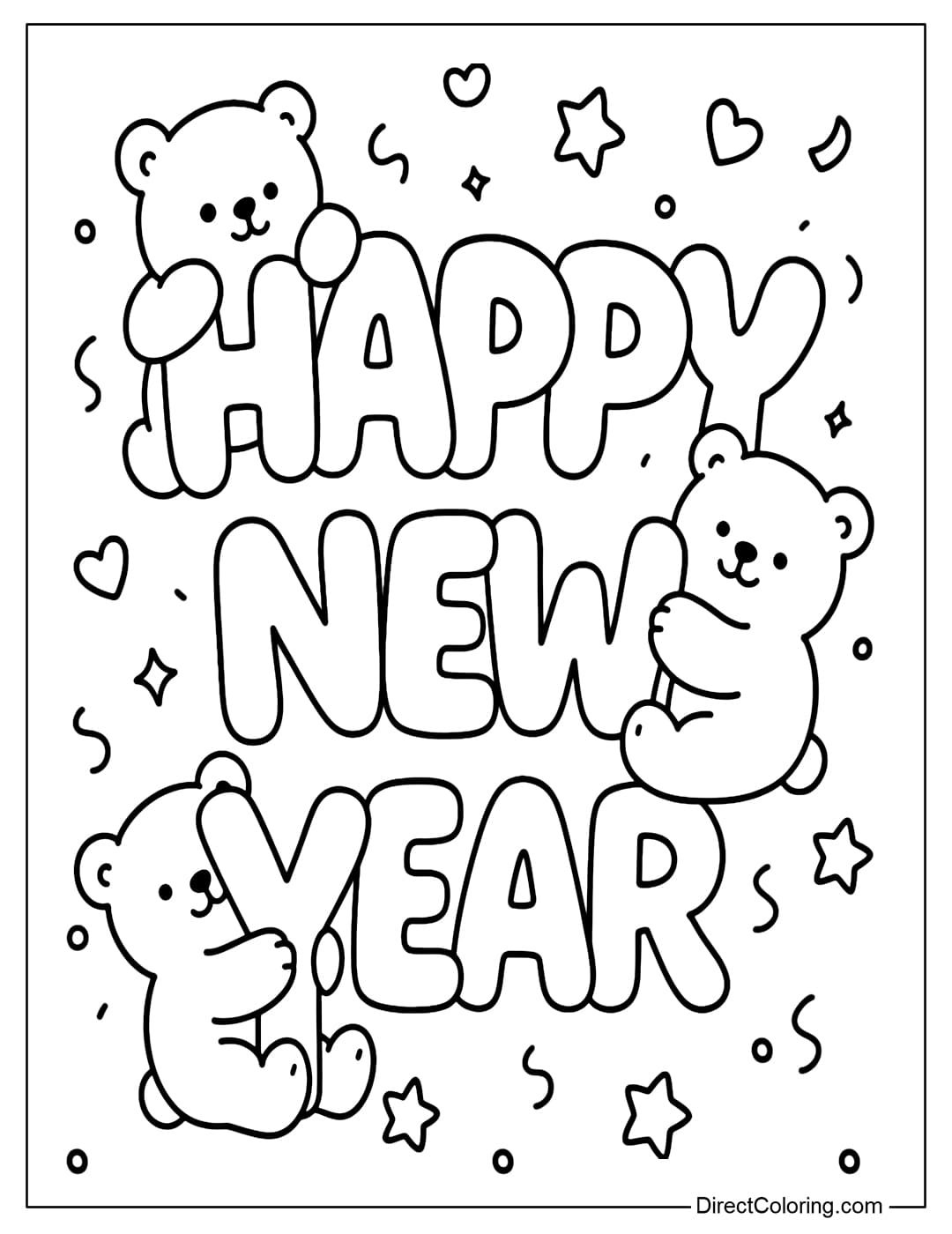 New Year Coloring Pages Free PDF To Download And Print