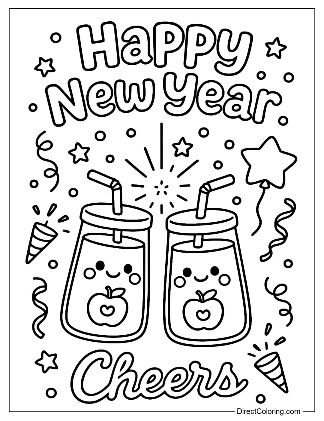 New Year Coloring Pages Free PDF To Download And Print