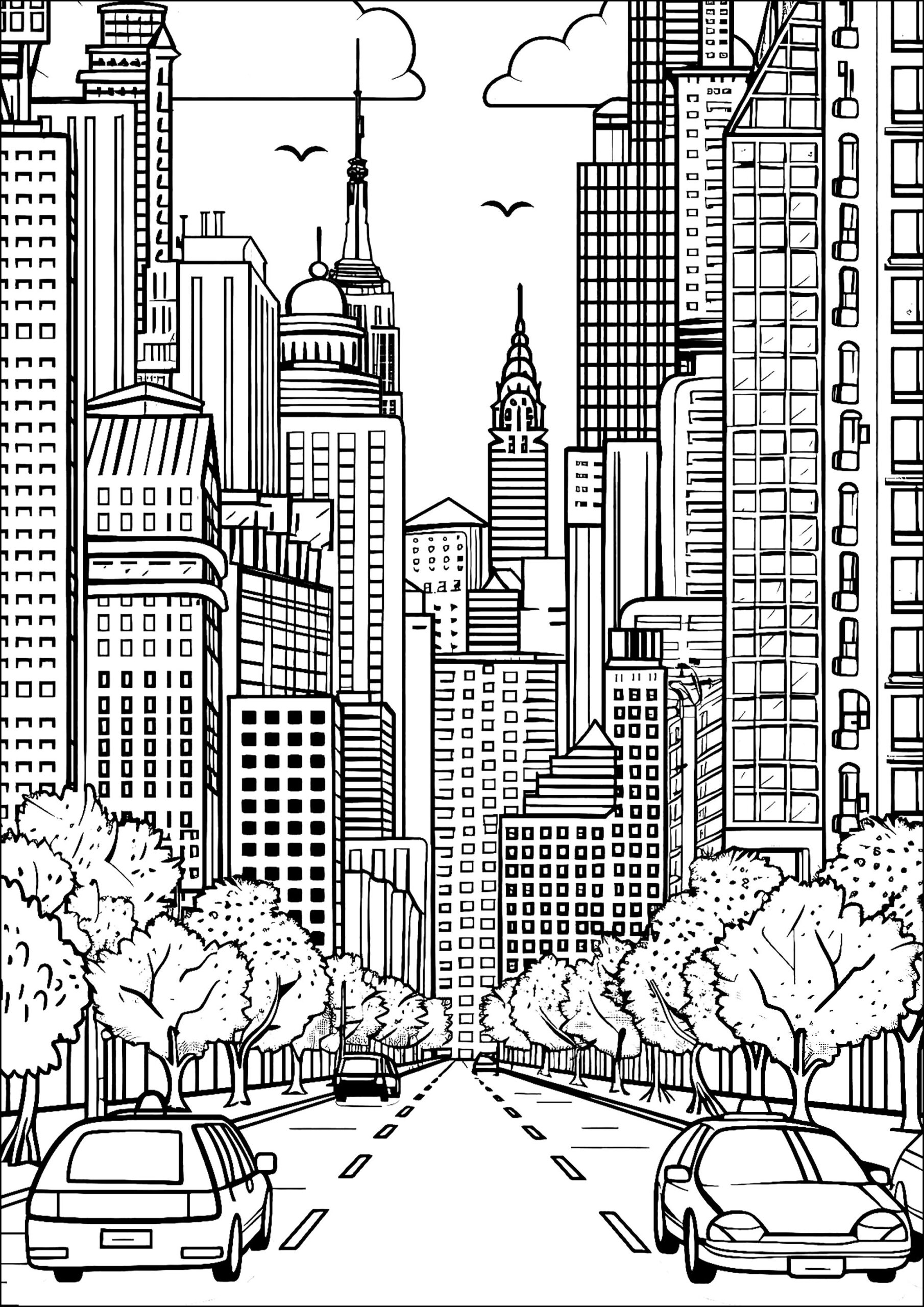New York City Street New York Coloring Pages