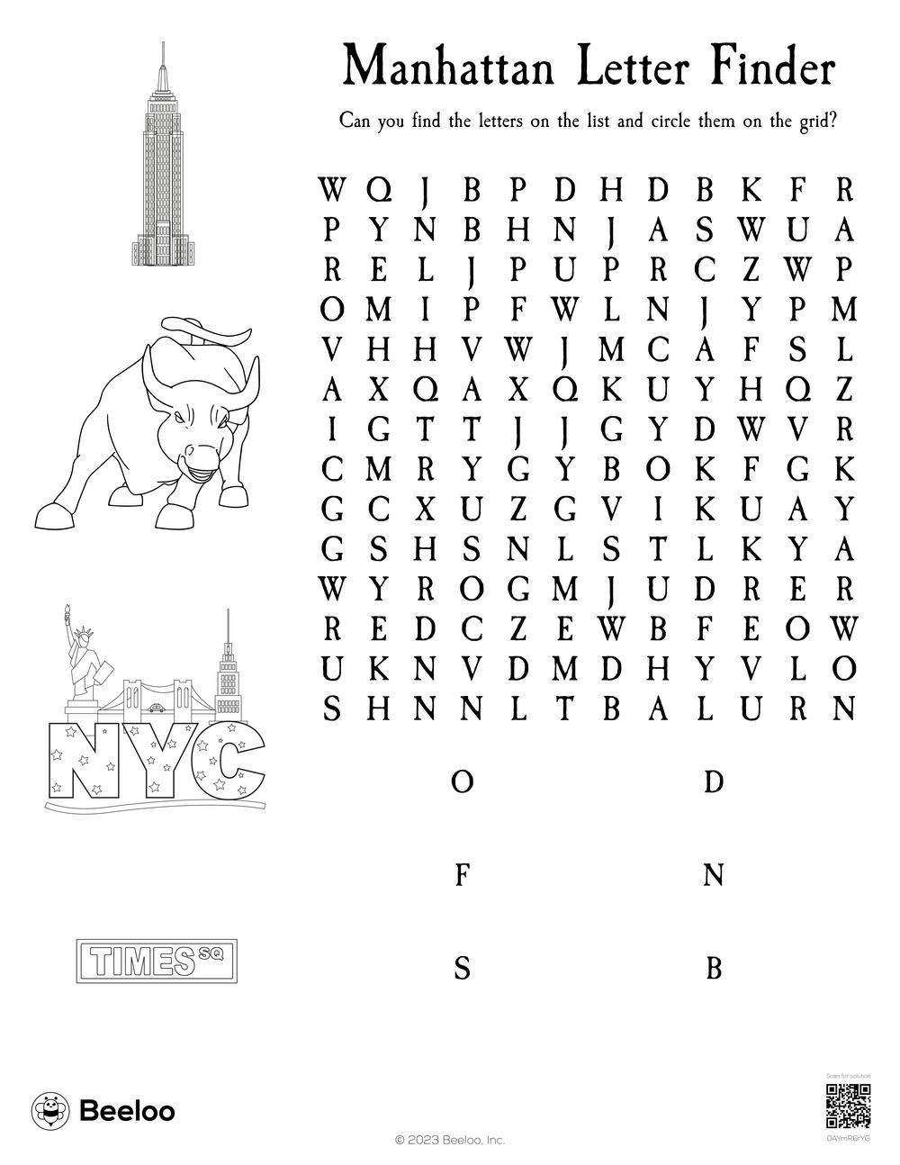 New York City themed Word Searches Beeloo Printable Crafts And Activities For Kids