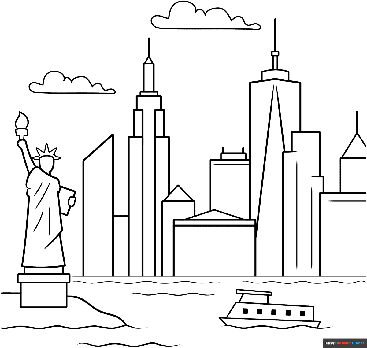 New York Skyline Coloring Page Easy Drawing Guides New York Skyline Coloring Page Easy Drawing Guides
