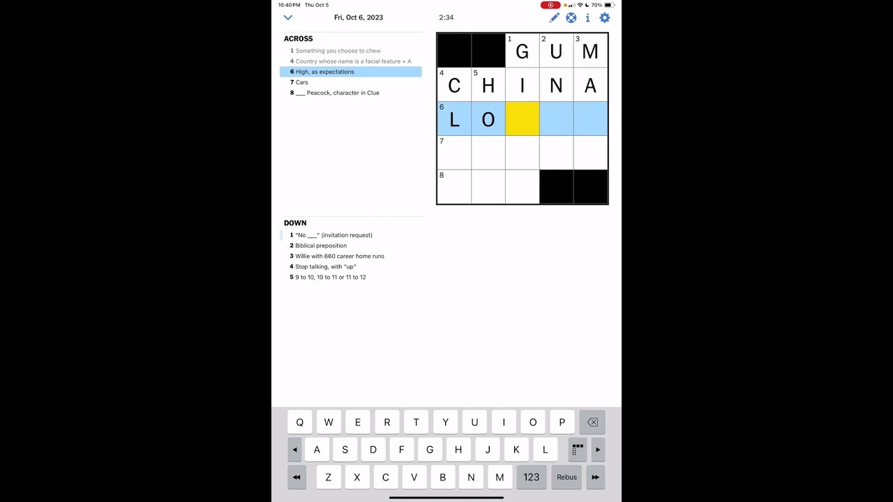 New York Times Mini Daily Crossword Puzzle For October 6 2023 YouTube