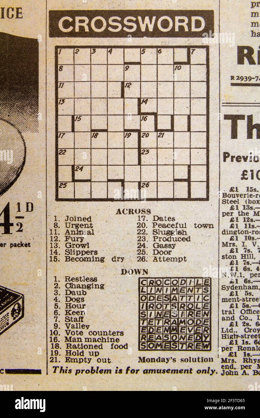 Newspaper Crossword Hi res Stock Photography And Images Alamy