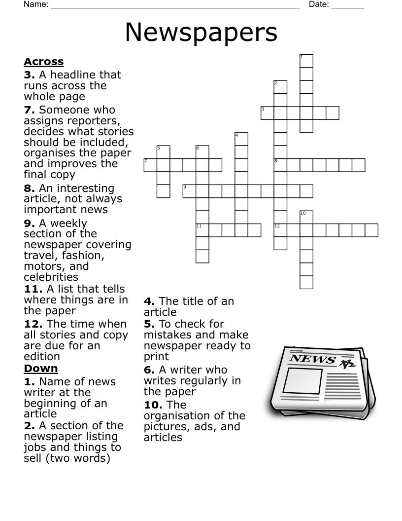 Newspapers Crossword WordMint Newspapers Crossword WordMint