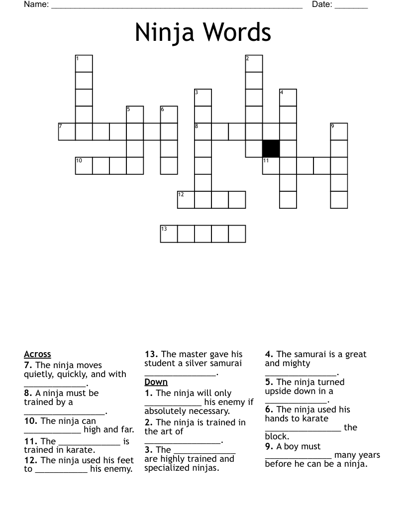 Ninja Words Crossword WordMint Ninja Words Crossword WordMint