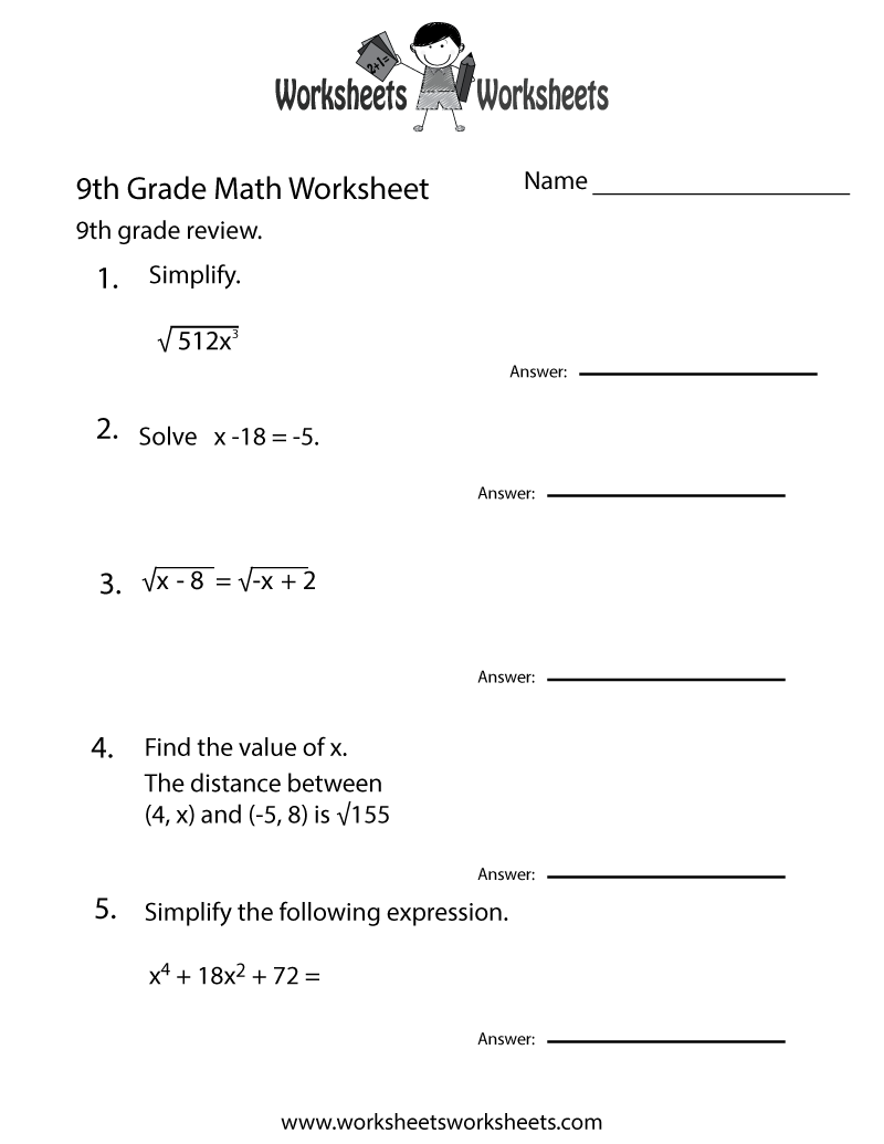 Ninth Grade Math Practice Worksheet Worksheets Worksheets Ninth Grade Math Practice Worksheet Worksheets Worksheets
