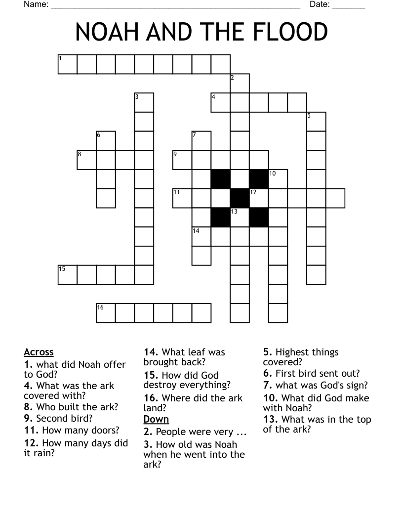 NOAH AND THE FLOOD Crossword WordMint NOAH AND THE FLOOD Crossword WordMint