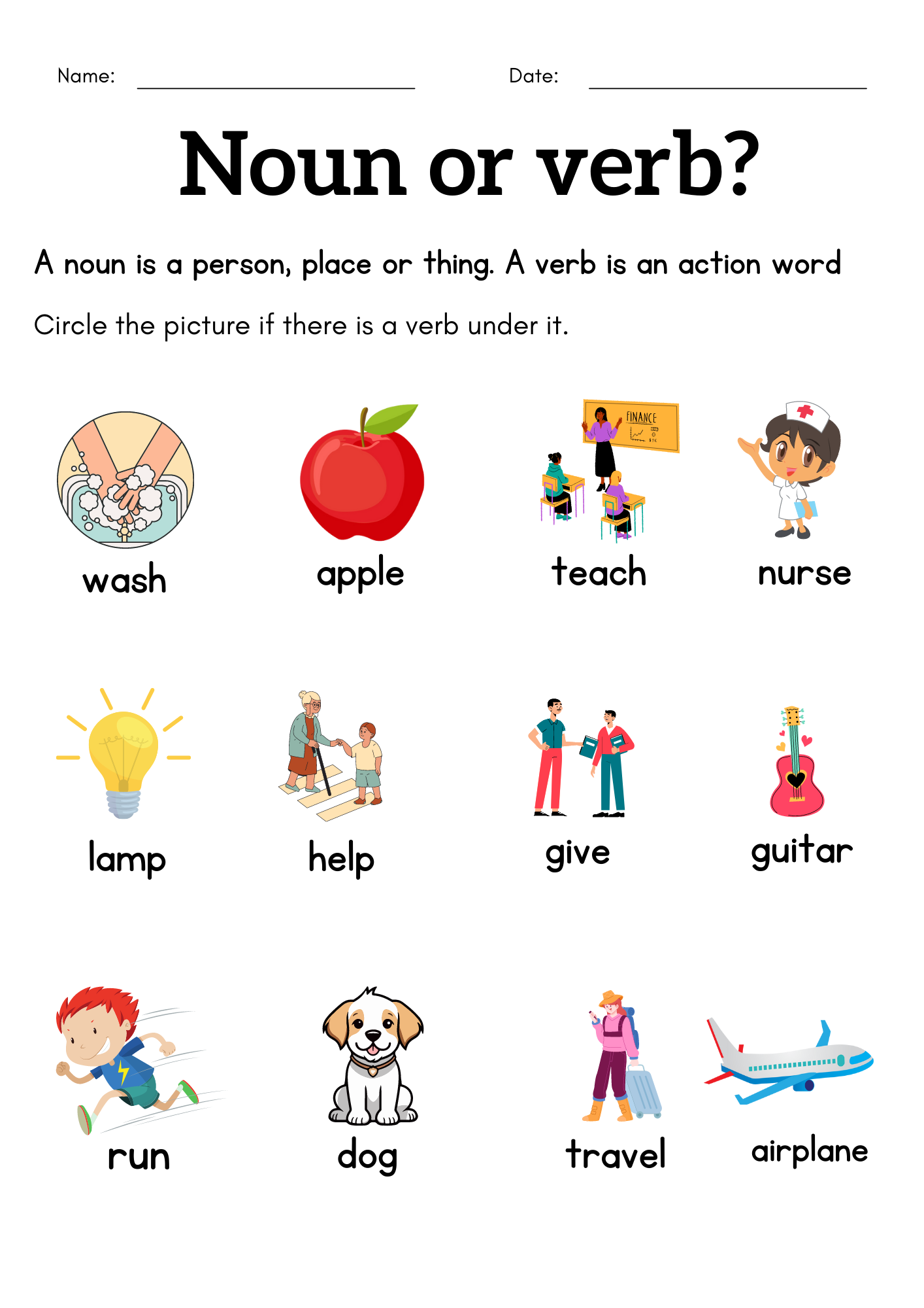 Noun And Verb Worksheet For Class 1 2 3 1st Grade Noun Verb Sentences Book Made By Teachers