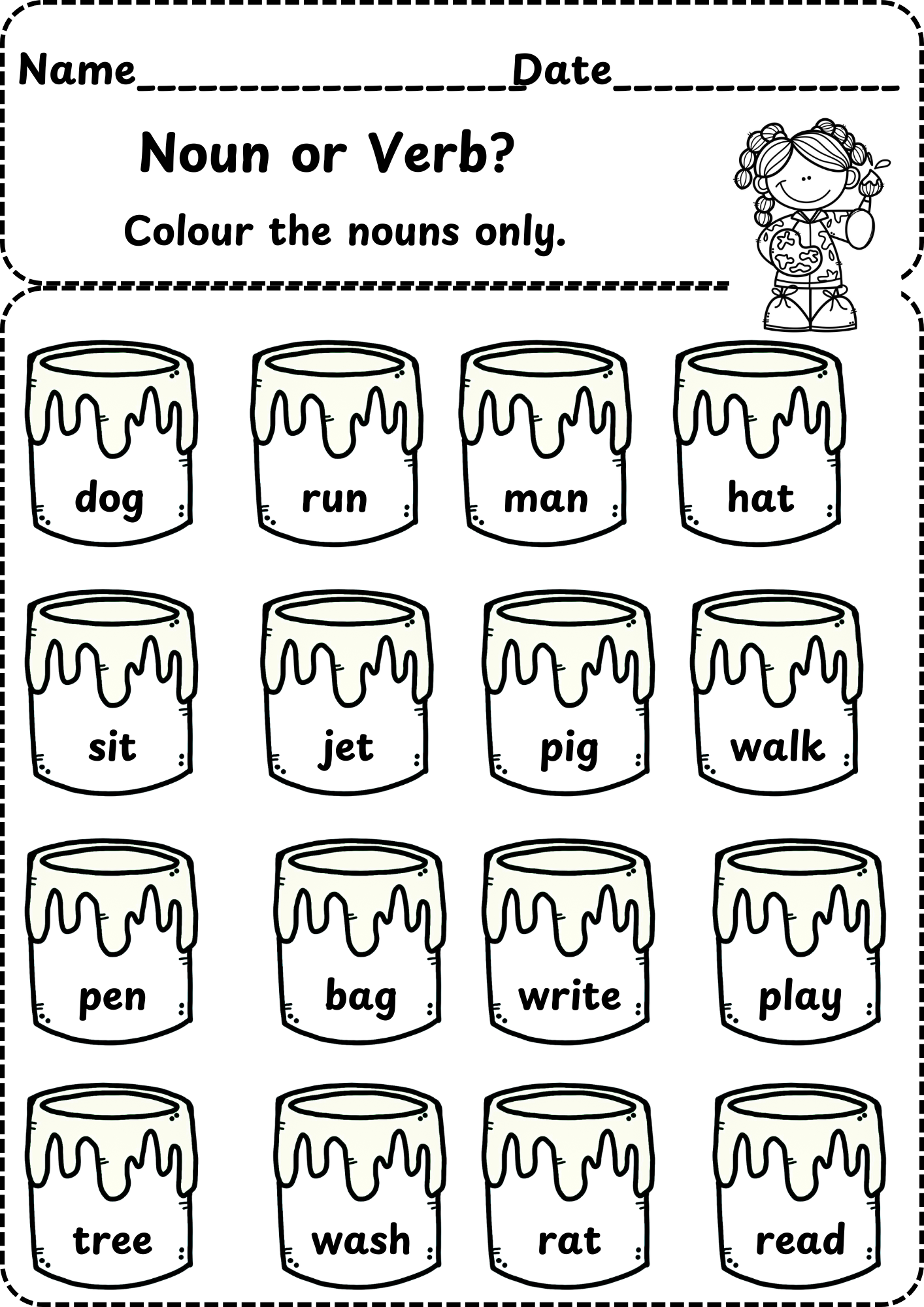Noun Or Verb Grade 1 Worksheets Free Noun Worksheets Grade 1 Grammar Worksheets Grade 1 Downloadable Worksheets