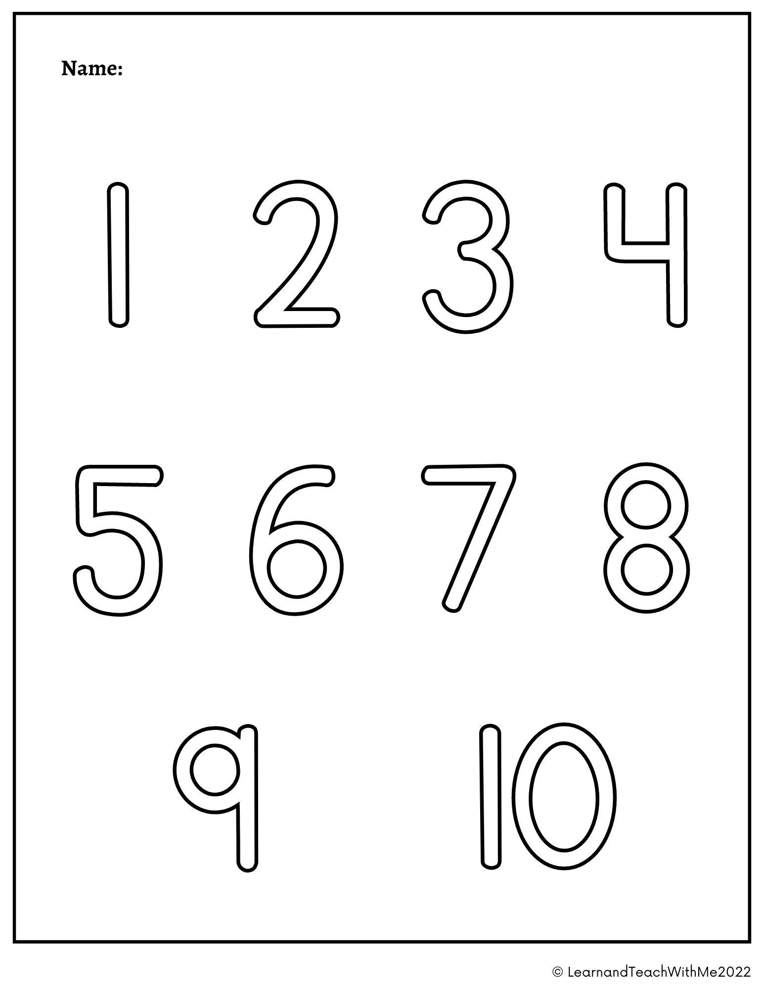1 10 worksheet numbers