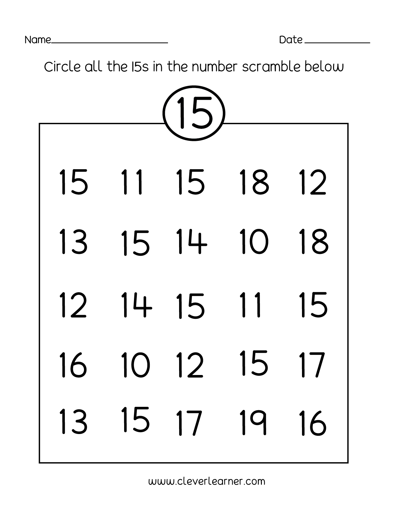 pre k numbers worksheets