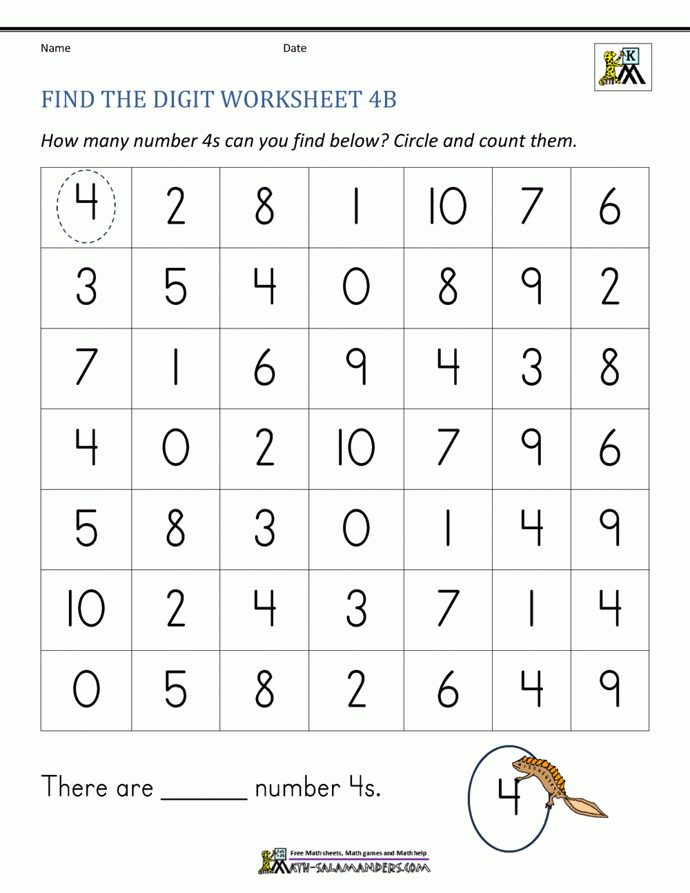 Number 4 Worksheets For Preschool