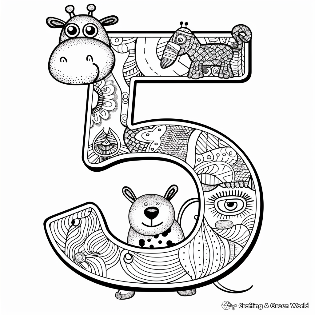 Number 5 Coloring Pages Free Printable 