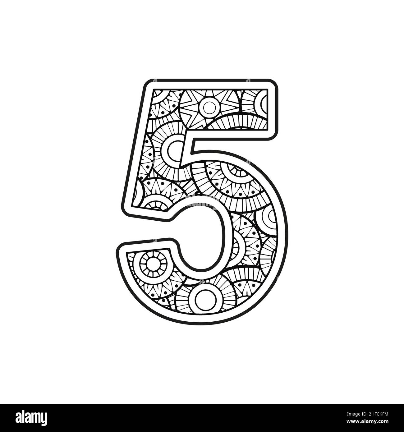 Number 5 Coloring Stock Vector Images Alamy