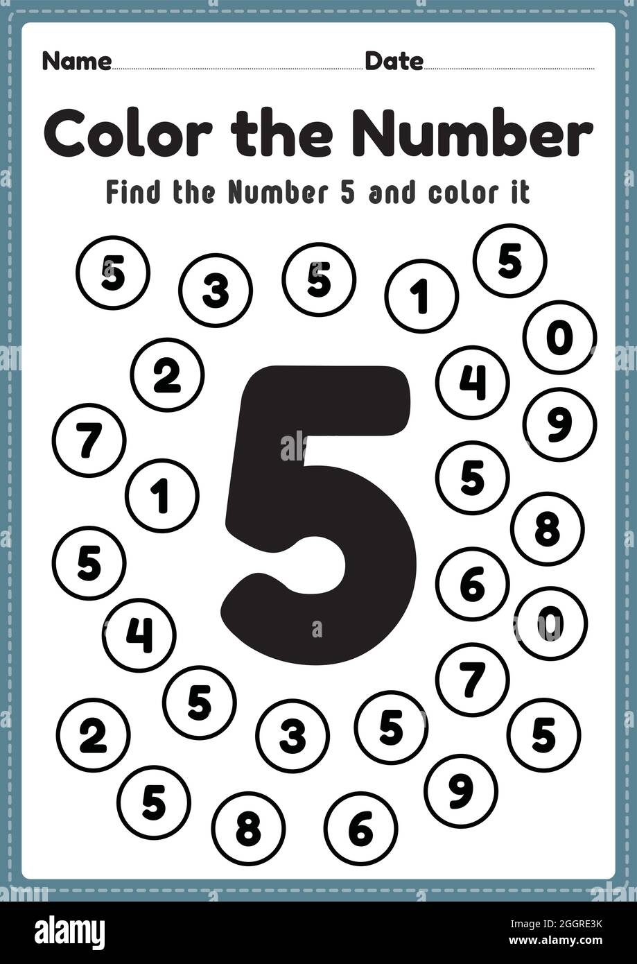 Number 5 Coloring Stock Vector Images Alamy