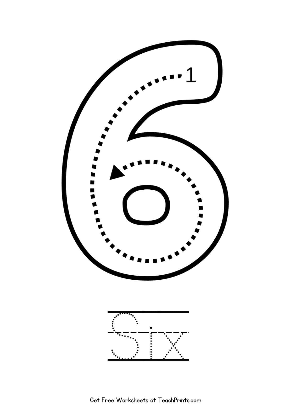 number 6 trace worksheet free printable