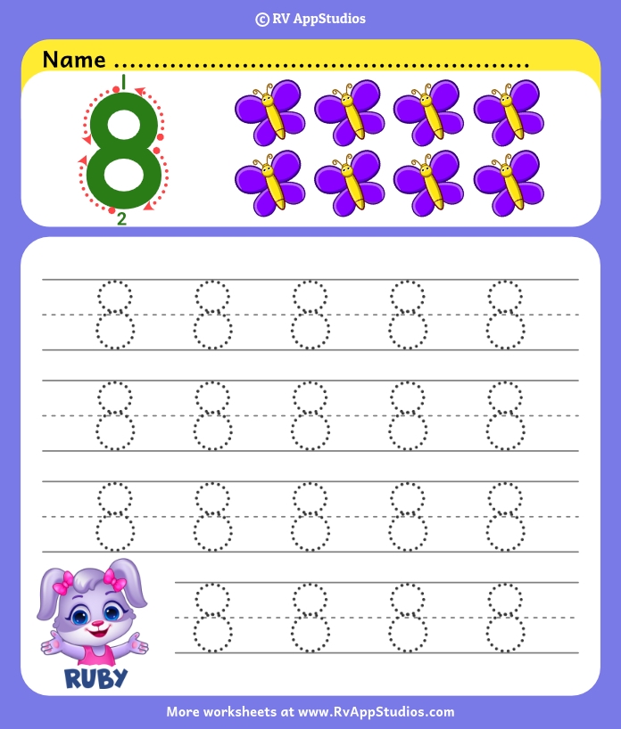 Number 8 Tracing Worksheets Count And Trace Number 8