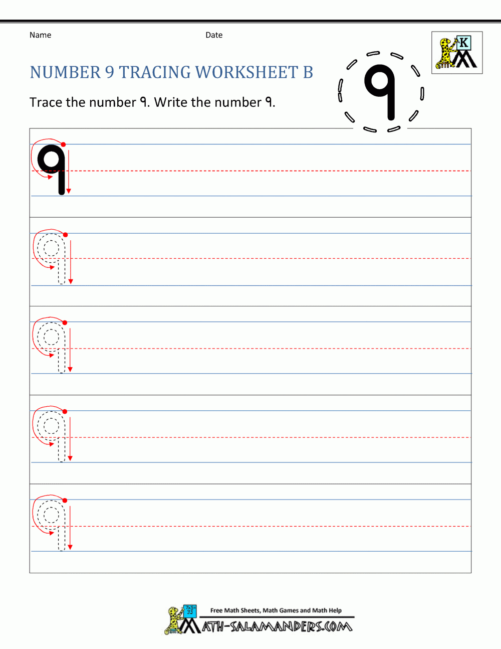 Number 9 Worksheets For Preschool