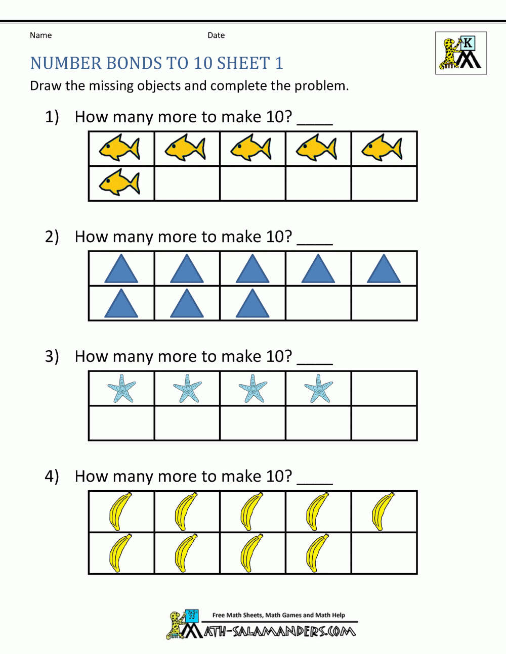 make 10 math worksheets