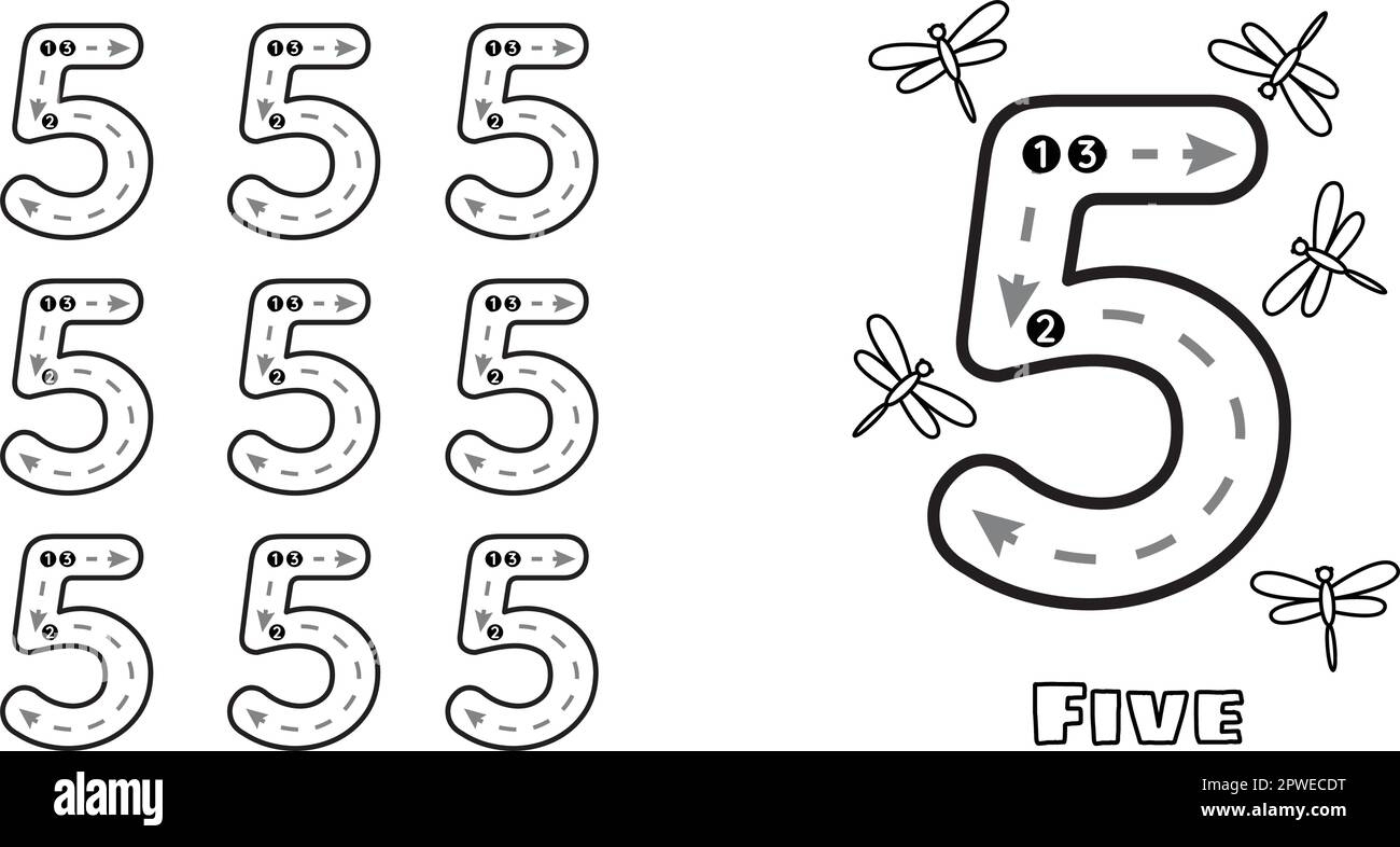 number 5 worksheet for preschool