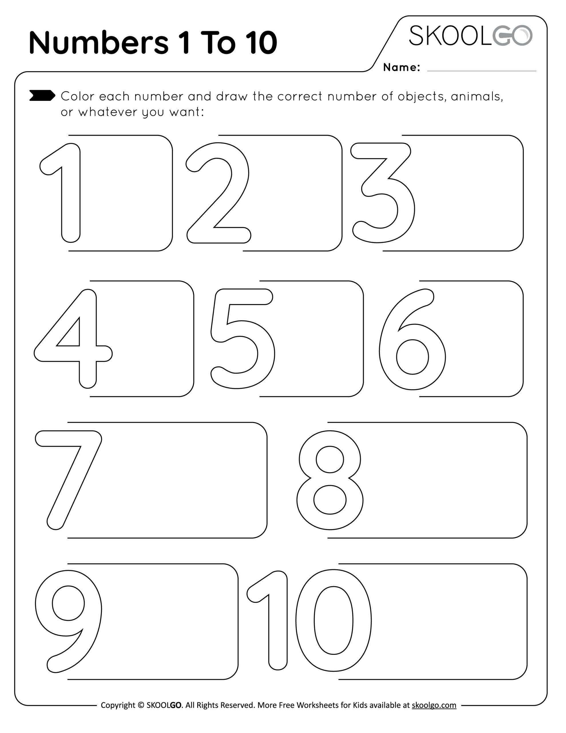 numbers 1 10 preschool worksheet
