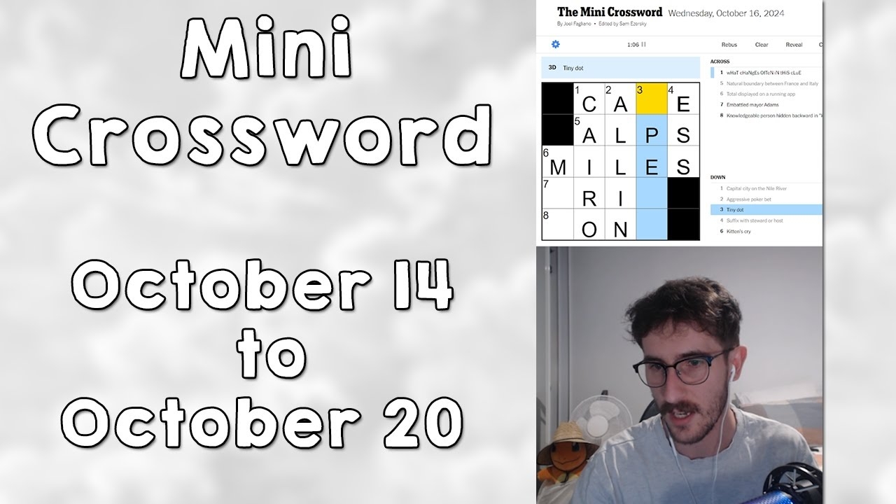 NYT Mini Crossword October 14 October 20 YouTube