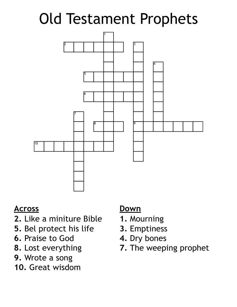 Old Testament Prophets Crossword WordMint