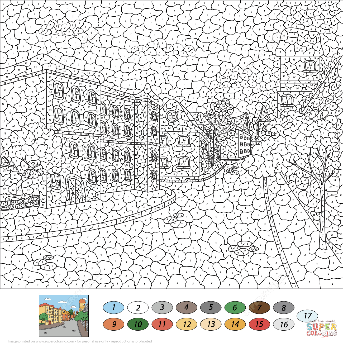 Old Town Street Color By Number Coloring Page Free Printable Old Town Street Color By Number Coloring Page Free Printable
